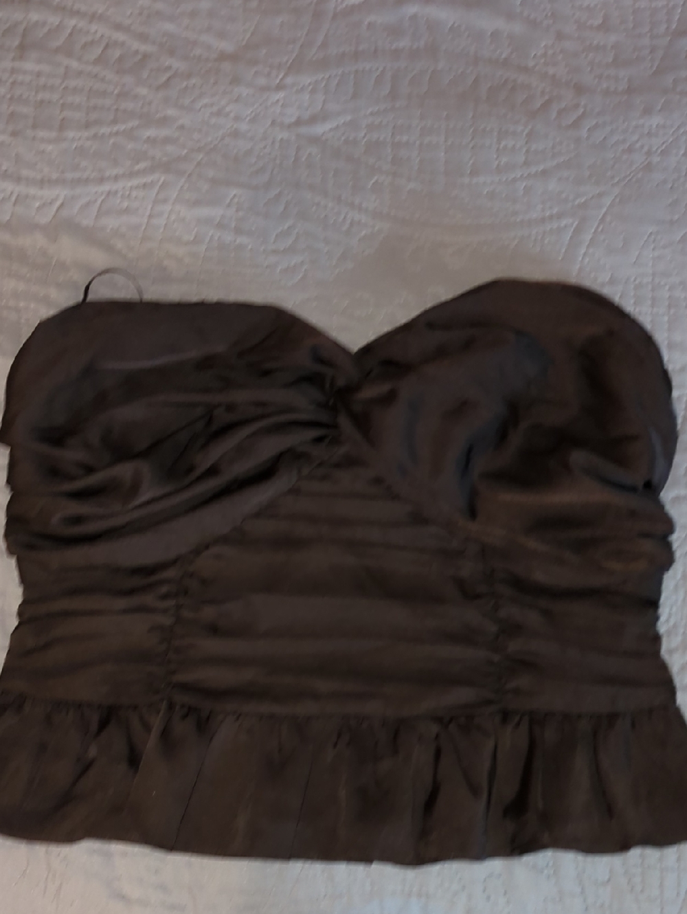 Express Strapless Black Ruffled Bustier Top